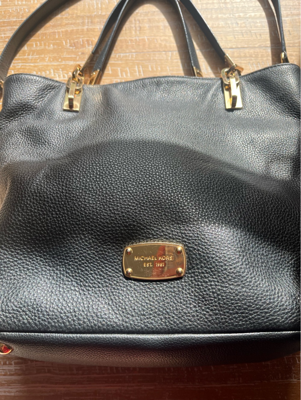 Michael Kors Black Pebbled Leather Bag with Gold Hardware - Picture 2 of 8
